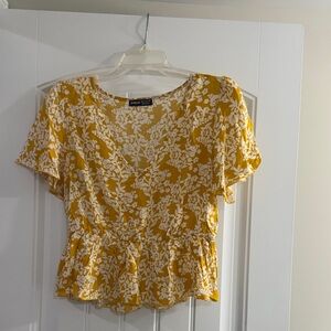 SHEIN Mustard Floral Blouse